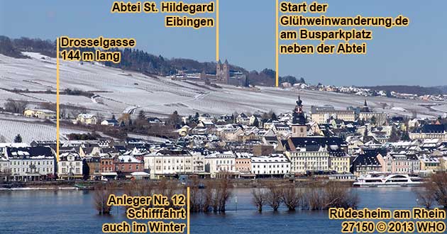 Rüdesheim am Rhein im Winter.
