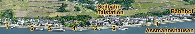 7 Schiffsanleger Assmannshausen auf einer Strecke von 510 m