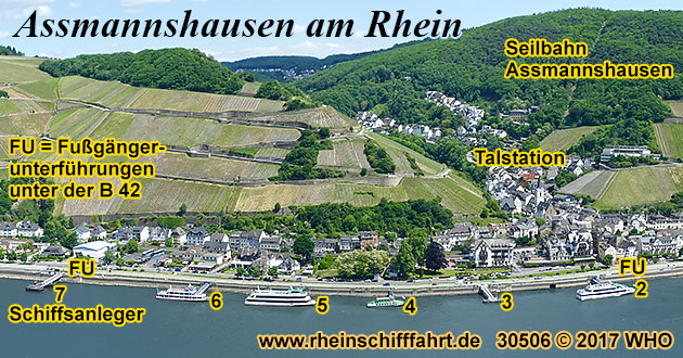 Rheinschifffahrt Assmannshausen bei Rdesheim im Rheingau.
